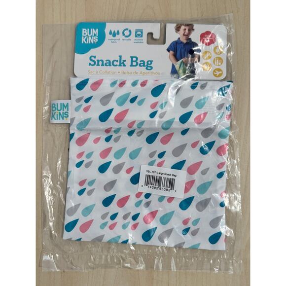 NWT BUMKINS Large Snack Bag - Raindrops - Picture 1 of 1